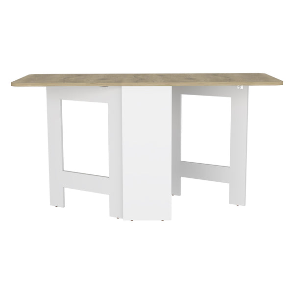 English Elm Folding Expandable Table Converts to 3 Forms — Space-Saving White/Macadamia Engineered Wood, 58.7" B097P221374