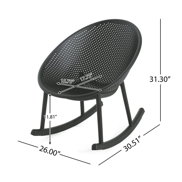 English Elm Christopher Knight Home® - Gable Weather-Resistant Rocking Chair Set of 2 — Durable Polypropylene Resin, Easy-Maintenance Outdoor Seating Black N775P176710B