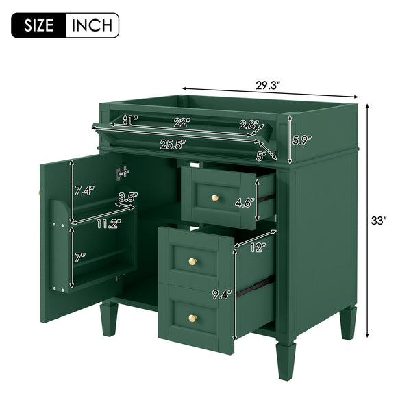 English Elm 30'' Modern Bathroom Vanity Cabinet With 2 Drawers, Tip-Out Storage & Adjustable Shelf – No Basin N710P250685F