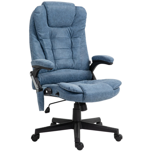 English Elm Homcom High Back Massage Office Chair With 6 Vibration Points, Heat, Recline & Remote Control, Blue W2225P217523