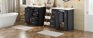 English Elm 60'' Bathroom Vanity Set With Elegant Ceramic Sink, Solid Wood Frame, Ample Storage & Soft-Close Doors N710SS00002B