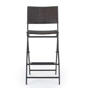 English Elm Outdoor Faux Rattan Folding Barstools Weather Resistant Woven Patio Seating Set N772P427926B