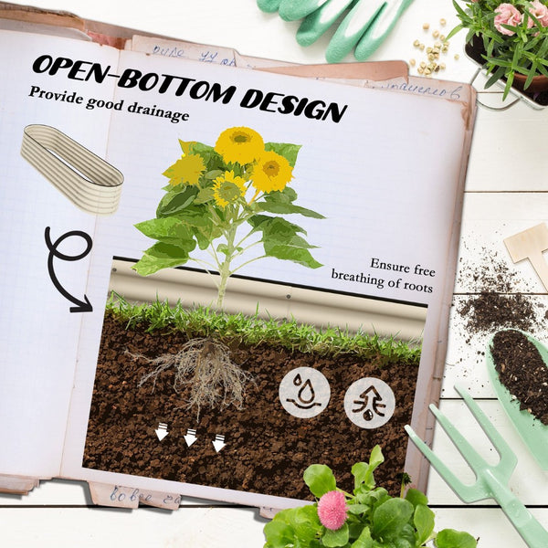 English Elm Outsunny Galvanized Raised Garden Bed Kit 6.5' X 2' For Easy Diy Planting Of Flowers & Vegetables W2225P200929-GIGA