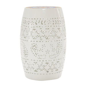 English Elm Christopher Knight Home® - Ruby 12" Mosaic Side Table - White Ceramic Tile Top With Unique Cut-Out Metal Base For Indoor/Outdoor Use N770P182376W