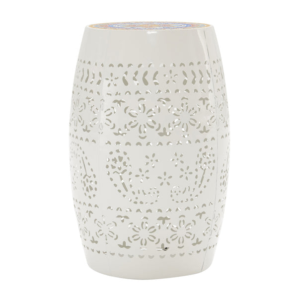 English Elm Christopher Knight Home® - Ruby 12" Mosaic Side Table - White Ceramic Tile Top With Unique Cut-Out Metal Base For Indoor/Outdoor Use N770P182376W