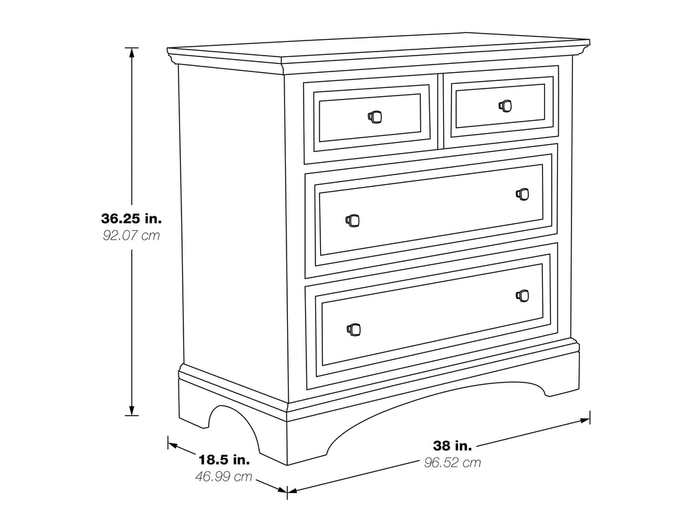 OSP Home Furnishings Farmhouse Basics 3 Drawer Chest Rustic Black