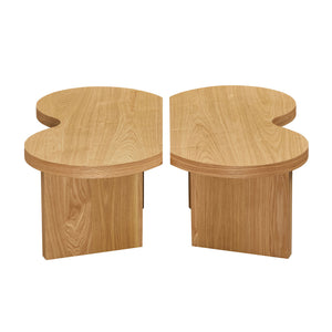 English Elm Modern Butterfly Coffee Table MDF 31.5" — Elegant Split Design, Spacious Top, Versatile Living Room Accent Natural W876P353937