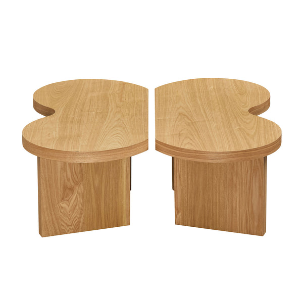 English Elm Modern Butterfly Coffee Table MDF 31.5" — Elegant Split Design, Spacious Top, Versatile Living Room Accent Natural W876P353937