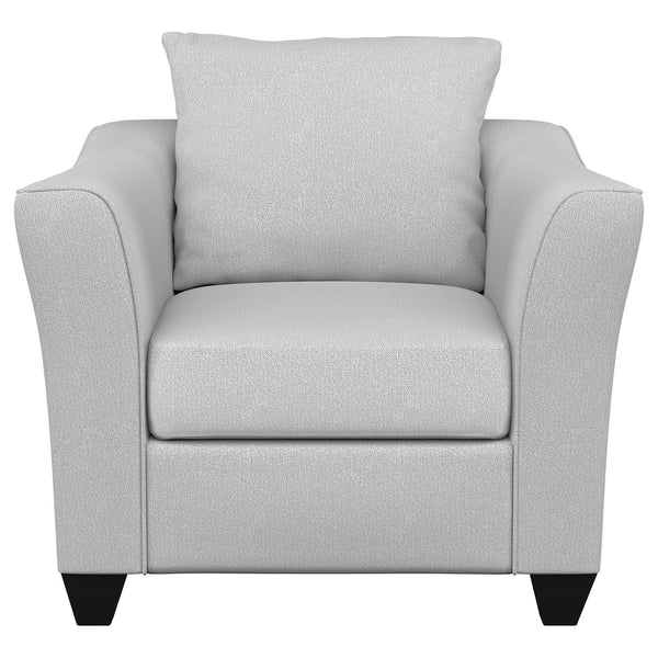 English Elm Alcazar Sleek Gray Mist Upholstered Track Arm Accent Chair with Tapered Legs for Modern Elegance B062P358472