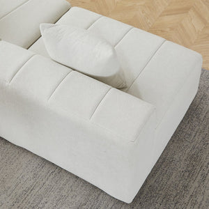 English Elm Chenille Modular Curved Sectional Sofa with Sculptural Piano Key Design and Four Throw Pillows Beige W834S00584