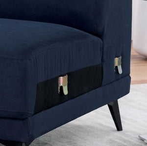 English Elm Contemporary Plush Armless Chair with Metal Legs, Adjustable Headrest, Boxed Cushions & Chaise Comfort Navy 40 L x 28 W x 23 H B2741P378244