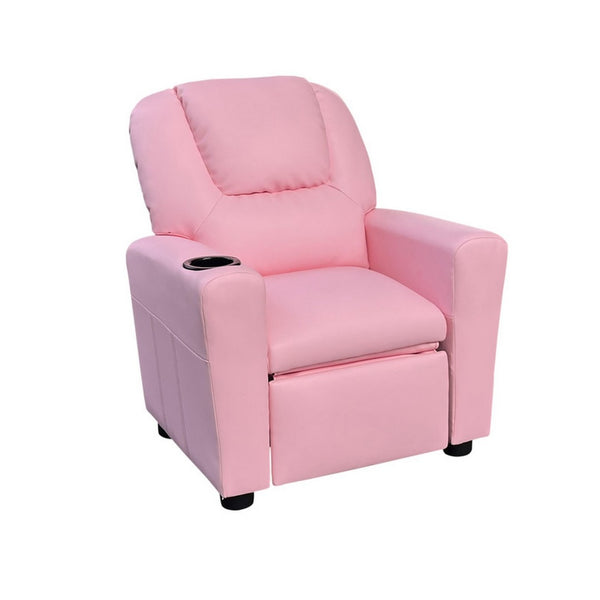 English Elm Nik Youth Recliner Tufted Faux Leather Kids Chair with Cup Holder for Playroom B056P416828