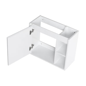 English Elm 24'' Floating Wall Mounted Bathroom Vanity with Ceramic Sink and Soft Close Cabinet Glossy White W999P426636