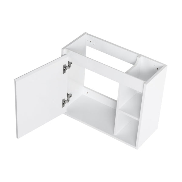 English Elm 24'' Floating Wall Mounted Bathroom Vanity with Ceramic Sink and Soft Close Cabinet Glossy White W999P426636