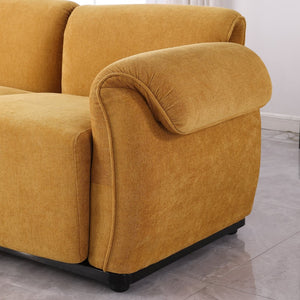 English Elm 102 Inch Linen Modular Sectional Sofa with Hidden Storage and Cloud Cushion Comfort Yellow W1099S00201