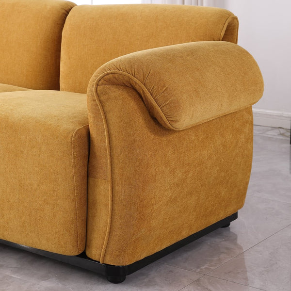 English Elm 102 Inch Linen Modular Sectional Sofa with Hidden Storage and Cloud Cushion Comfort Yellow W1099S00201