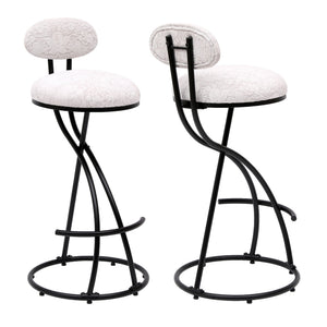 English Elm Round Floral Print Bar Stools Set of 2 - Black Metal Counter Seating, Padded Water-Resistant Cushions, Footrest, 27.95" Seat Height, Modern Durable Design W1757P268901