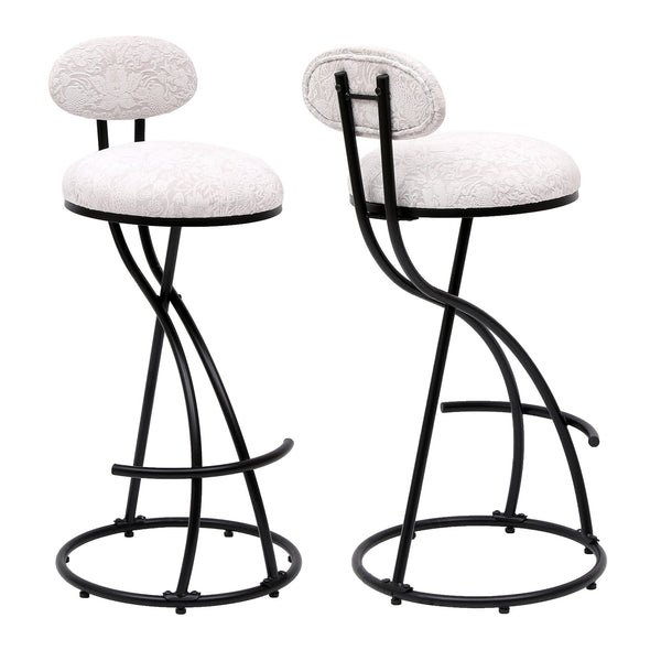 English Elm Round Floral Print Bar Stools Set of 2 - Black Metal Counter Seating, Padded Water-Resistant Cushions, Footrest, 27.95" Seat Height, Modern Durable Design W1757P268901