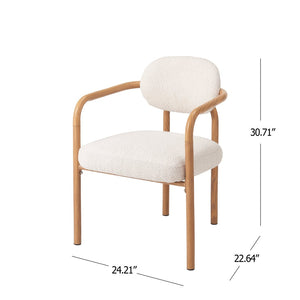 English Elm Indoor Beige Upholstered Dining Chairs Set of 2 with Woodgrain Metal Frame Maple N772P390411M