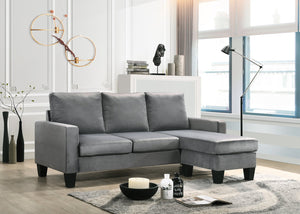 English Elm Jessica reversible sectional sofa chaise in velvet — chic, durable hardwood frame, plush seating glam centerpiece Gray 29 L x 51 W x 19 H B078S00014