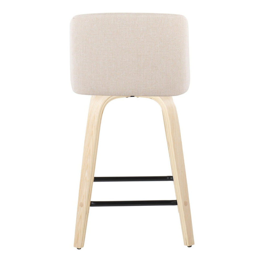 English Elm Toriano 24" Counter Stool Set Of 2 - Modern Swivel Design With Natural Wood & Cream Upholstery Comfort B202S00119-GIGA