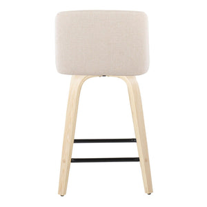 English Elm Toriano 24" Counter Stool Set Of 2 - Modern Swivel Design With Natural Wood & Cream Upholstery Comfort B202S00119-GIGA