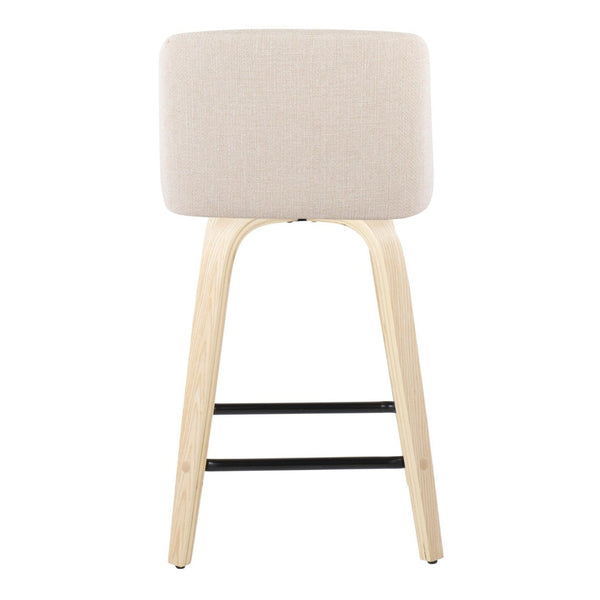 English Elm Toriano 24" Counter Stool Set Of 2 - Modern Swivel Design With Natural Wood & Cream Upholstery Comfort B202S00119-GIGA