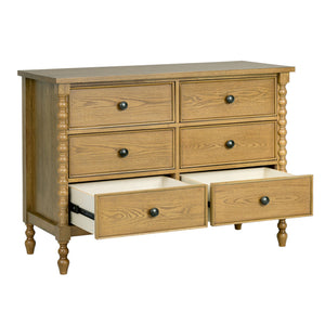 JLA Home Madison Park Signature - Small Dresser with Six Drawers, Vintage-Inspired Spindle Legs, Anti-Tip Safety & Quiet Glides Natural MPS137-0327