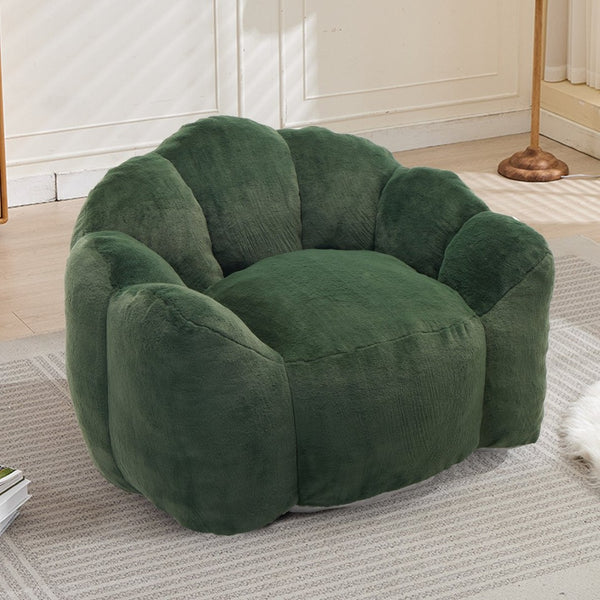 English Elm Lotus Floor Bean Bag Sofa Memory Foam Filled with Pull Ring for Living Room Bedroom Green W2311P434596