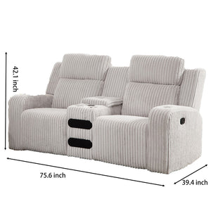 English Elm Recliner Sofa Set Corduroy Upholstered with Bluetooth Speaker and Wireless Charging Pad W3900S00014