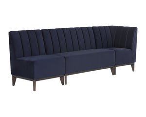 Sunpan Kosovo Banquette – Luxe Comfort with Elegant Tufting and Distinctive Wood Character for Your Space Brown / Abbington Navy