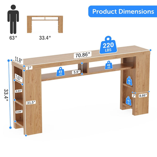 English Elm Xgz-stdcj-mu-zbb Wide Slab Entryway Console with Shelves and Built-in Charging Station W1550P330056