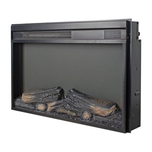 English Elm 26 Inch Slim Electric Fireplace Insert with Log Set Realistic Flame and Remote Timer W1769P345285