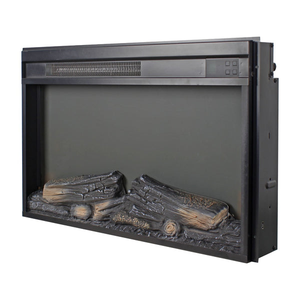 English Elm 26 Inch Slim Electric Fireplace Insert with Log Set Realistic Flame and Remote Timer W1769P345285