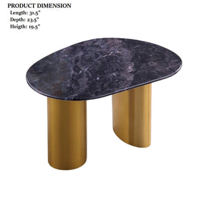 English Elm Contemporary 3-Piece Table Set: Stylish Coffee Table & End Tables With Sintered Stone Top & Gold Legs B2741S00643