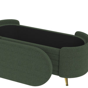 English Elm Modern Boucle Tufted Storage Ottoman Bench with Gold Legs for Bedroom or Entryway Green N719P305628F