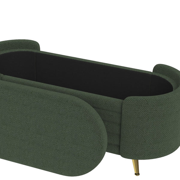English Elm Modern Boucle Tufted Storage Ottoman Bench with Gold Legs for Bedroom or Entryway Green N719P305628F