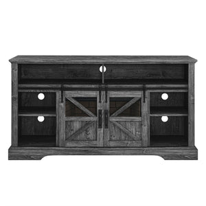 English Elm 60 Inch Farmhouse Electric Fireplace Tv Stand with Led Flame and Cabinet Storage Dark Oak W1769S00003