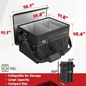 English Elm Picnic Bbq Caddy Bag with Aluminum Interior Mesh Pockets and Foldable Organizer W2181P481691