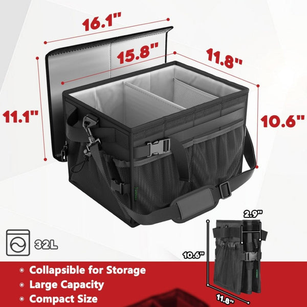 English Elm Picnic Bbq Caddy Bag with Aluminum Interior Mesh Pockets and Foldable Organizer W2181P481691