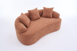 English Elm Ly-025s Chenille Curved Loveseat Compact Sofa with Spring Support for Small Spaces W2231P495049