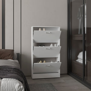 English Elm Shoe Modern 3-Door Engineered Wood Storage Cabinet with 3 Shelves, Eco-Friendly Durable Design White 50 L x 24.02 W x 5.91 H B097P369445