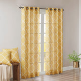 Madison Park Saratoga Modern/Contemporary Fretwork Print Grommet Top Window Curtain Panel MP40-1572 Yellow/White