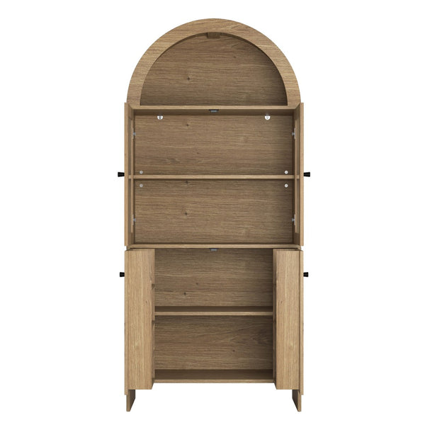 English Elm Natural Wood Grain Mdf Dome Cabinet with Led Lighting for Snack and Beverage Storage W3226P279091
