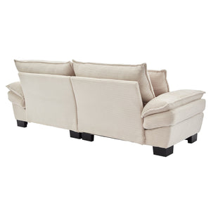English Elm Corduroy Stylish Sleeper Sofa Loveseat with Dual-Layer Cushions & Two Support Pillows, Sturdy Frame Beige W676P184129