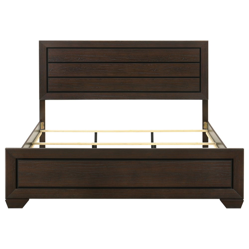 English Elm Villeparisis Dark Cocoa Eastern King Panel Bed with Horizontal Panels, Warm Transitional Wood Finish, Sturdy Design Elegant Craftsmanship B062S01088