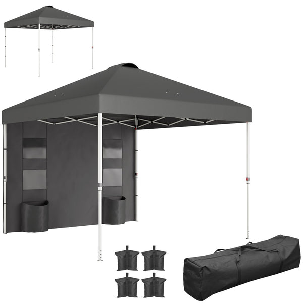 English Elm 10x 10 Ft Patriotic Pop up Canopy Upf 50 Oxford Fabric with Adjustable Legs and Sidewall Dark Gray T3971P380523