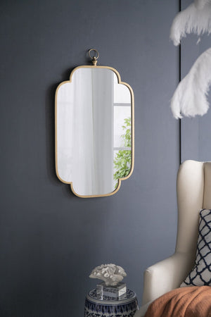 English Elm 19.7" Adaline Champagne Gold Wall Mirror 19.7" Regal Lantern-Style Hanger Notched Corners 36" W2078P288177