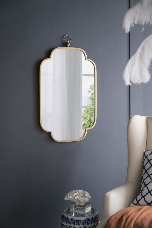 English Elm 19.7" Adaline Champagne Gold Wall Mirror 19.7" Regal Lantern-Style Hanger Notched Corners 36" W2078P288177