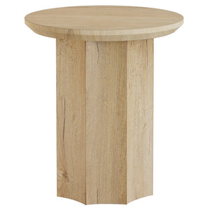 English Elm Drink Table Round Slatted Wood Grain Side for Living Room or Bedroom T3971P464167